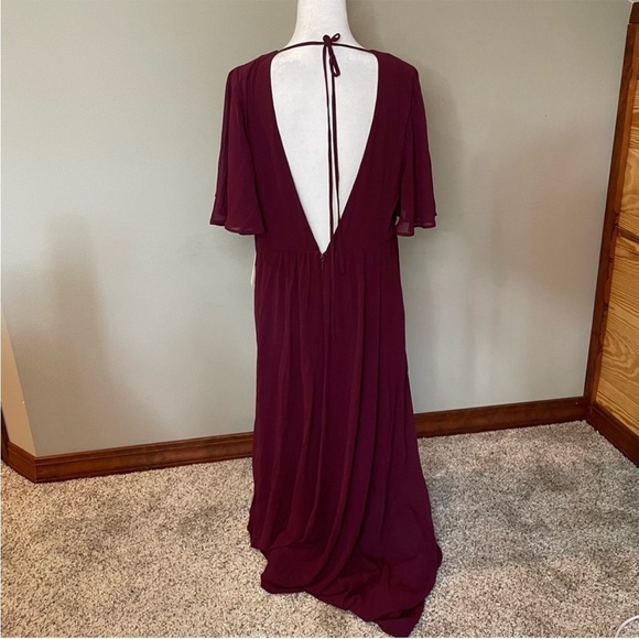 Show Me Your Mumu Faye Flutter Maxi Dress Merlot Chiffon Extra Extra Large NWT - Picture 7 of 14